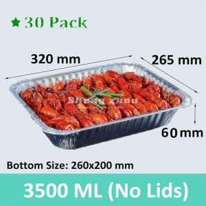 [30 Pack] Aluminum Pans Large, Takeout Aluminum Foil Pans (3500 ML), Aluminum Tins for BBQ, Baking, Aluminum Disposable Pans Used Freezing, Heating, Cooking, Storing Food