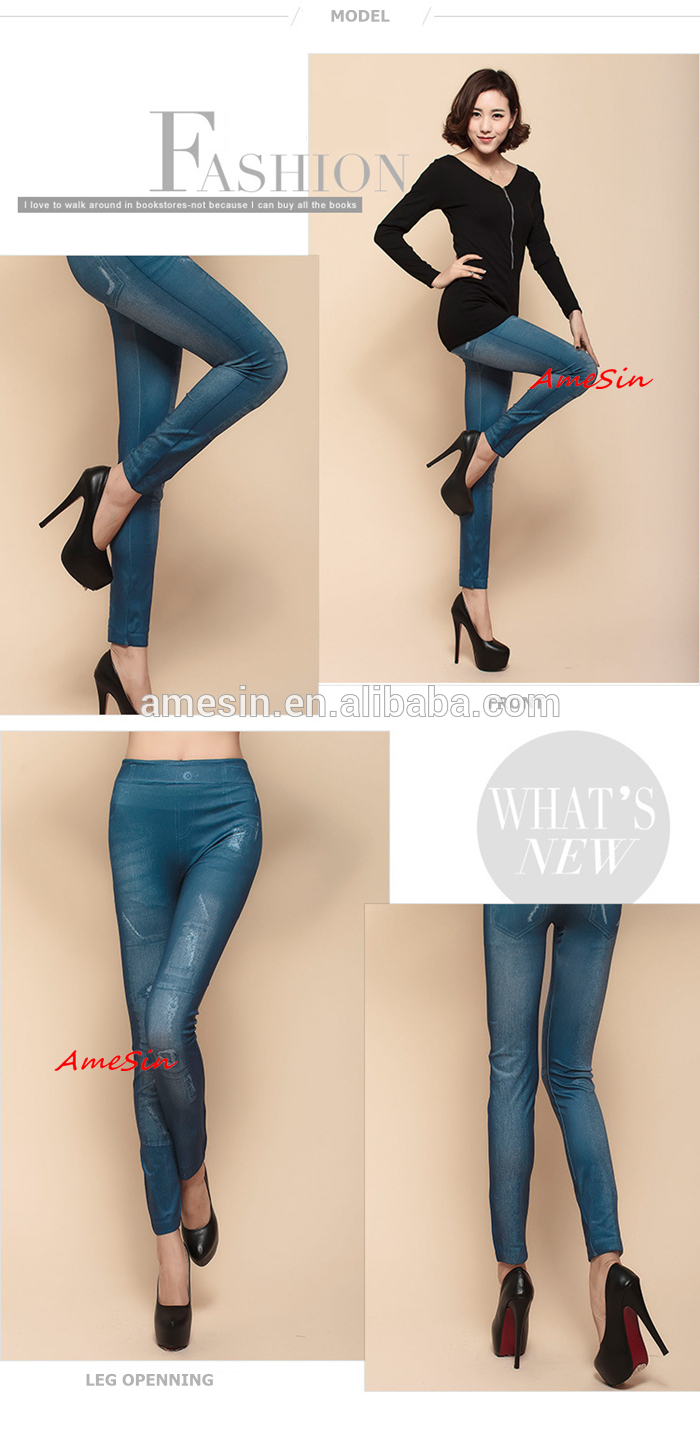 AMESIN YK06 Elastic Waist Stretch Jeans Wholesale Price Blue Skinny Jeans