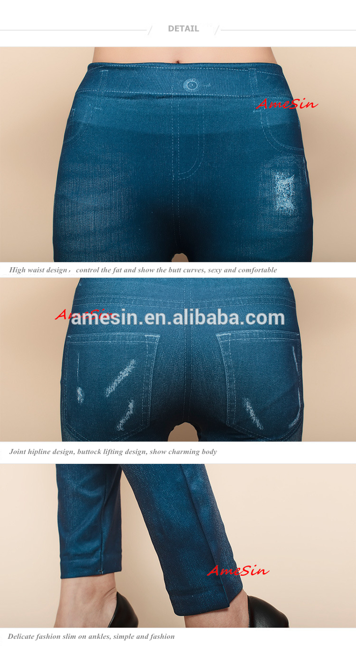 AMESIN YK06 Elastic Waist Stretch Jeans Wholesale Price Blue Skinny Jeans