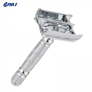 Metal stainless steel double edged blade straight safety razor shaving travel set,long handed butterfly open cut throats razor