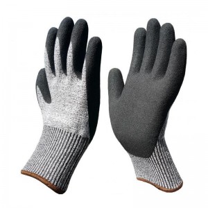 13 Gauge Level 5 HPPE Liner Sandy Finish Nitrile Coated Cut Resistant Glove