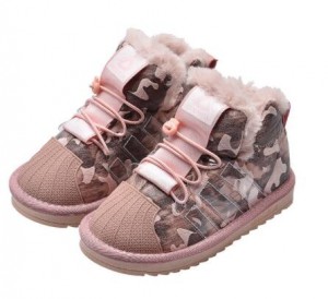 New style lace-up kids girl boot in winter thicken cotton children shoes in bulk