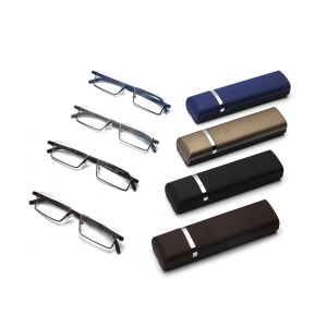Rectangle Frame Comfortable Nose Pad Mini Reading Glasses With Case